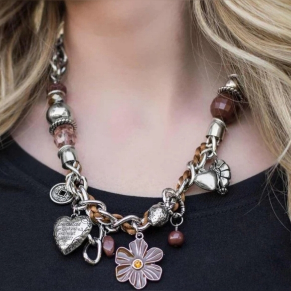 5 For $20 PAPARAZZI "CHARMED I AM SURE" BROWN BLOCKBUSTER NECKLACE & EARRING SET - Picture 4 of 6